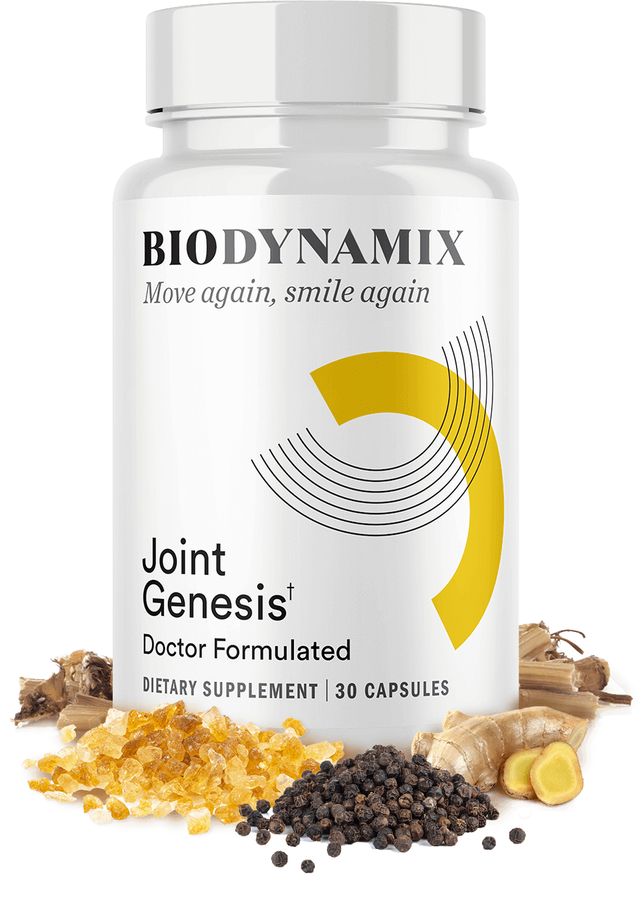 Joint Genesis bottle with ingredient presentation