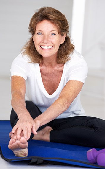 Active older adult stretching